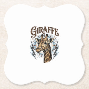 Vintage Engraved Giraffe Lightning T-Shirt Design_ Paper Coaster