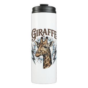 Vintage Engraved Giraffe Lightning T-Shirt Design_ Thermal Tumbler