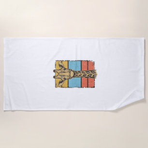 Vintage Engraved Giraffe Retro Stripes Shirt Desig Beach Towel