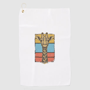 Vintage Engraved Giraffe Retro Stripes Shirt Desig Golf Towel