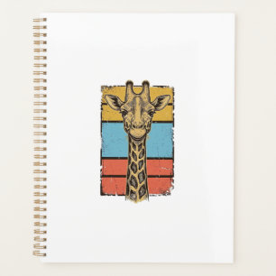 Vintage Engraved Giraffe Retro Stripes Shirt Desig Planner