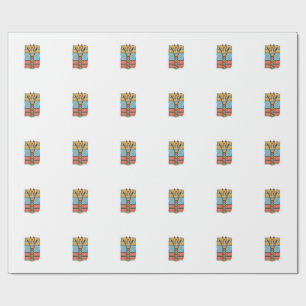 Vintage Engraved Giraffe Retro Stripes Shirt Desig Wrapping Paper