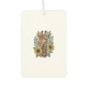Vintage Engraved Giraffe Sunflower Floral Shirt_1 Car Air Freshener