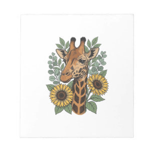 Vintage Engraved Giraffe Sunflower Floral Shirt_1 Notepad