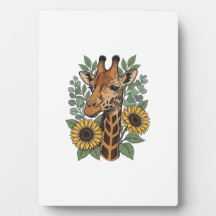 Vintage Engraved Giraffe Sunflower Floral Shirt_1 Plaque