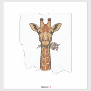 Vintage Engraved Giraffe With Flowers Shirt_1