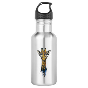 Vintage Engraved Giraffe With Glasses Design_1 532 Ml Water Bottle