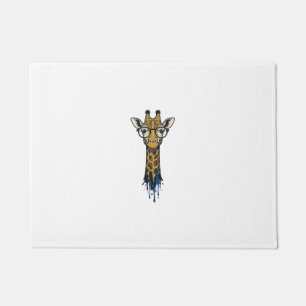 Vintage Engraved Giraffe With Glasses Design_1 Doormat