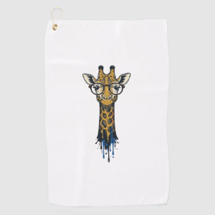 Vintage Engraved Giraffe With Glasses Design_1 Golf Towel