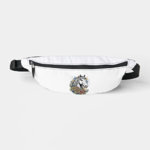 Vintage Engraved Horse Floral Vector Shirt Design_ Bum Bags