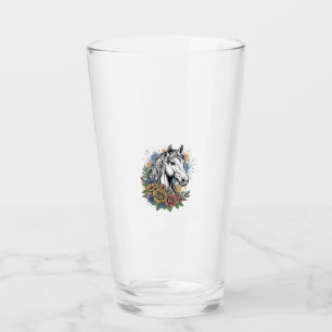 Vintage Engraved Horse Floral Vector Shirt Design_ Glass