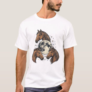 Vintage Engraved Horse Moon Vector T-Shirt Design_