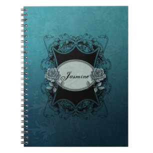 Vintage Engraved Personalised Blue Notebook