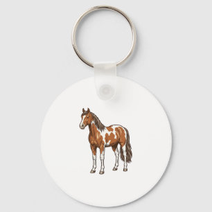 Vintage Engraved Pinto Horse Vector Design_1 Key Ring