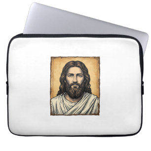 Vintage Engraved Religious Portrait Shirt Design_1 Laptop Sleeve
