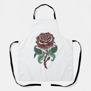 Vintage Engraved Rose Floral Shirt Design_1 Apron