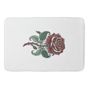 Vintage Engraved Rose Floral Shirt Design_1 Bath Mat