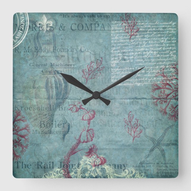 Vintage Engraved Seashell Wall Clock (Front)