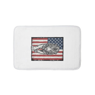 Vintage Engraved Tiger American Flag Patriotic Des Bath Mat
