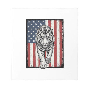 Vintage Engraved Tiger American Flag Patriotic Des Notepad