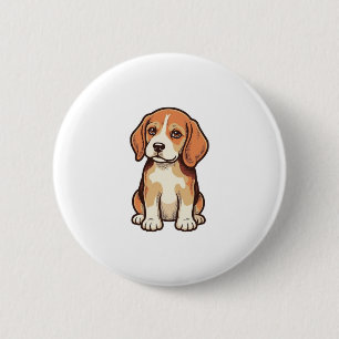 Vintage Engraving Beagle Puppy Vector Art_1 6 Cm Round Badge