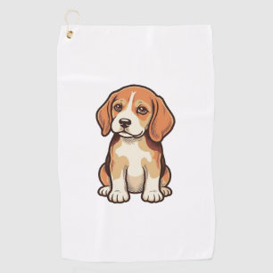 Vintage Engraving Beagle Puppy Vector Art_1 Golf Towel