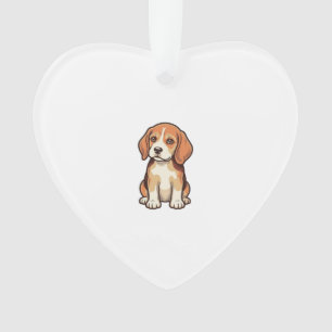 Vintage Engraving Beagle Puppy Vector Art_1 Ornament