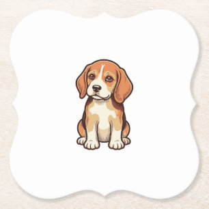 Vintage Engraving Beagle Puppy Vector Art_1 Paper Coaster
