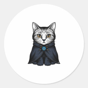 Vintage Engraving Cat Portrait Illustration Design Classic Round Sticker