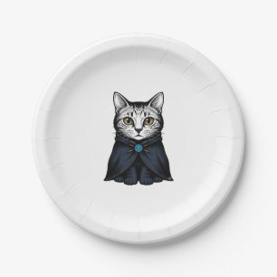 Vintage Engraving Cat Portrait Illustration Design Paper Plate