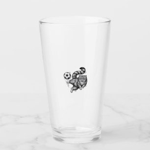 Vintage Engraving Cat Soccer Kick Shirt Design (4) Glass