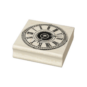 vintage engraving clock rubber stamp