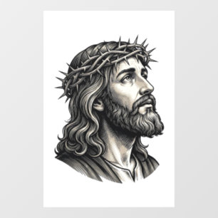Vintage Engraving Crown of Thorns Portrait Design_