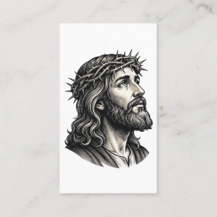 Vintage Engraving Crown of Thorns Portrait Design_ Business Card