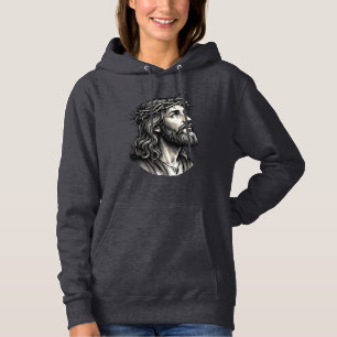 Vintage Engraving Crown of Thorns Portrait Design_ Hoodie