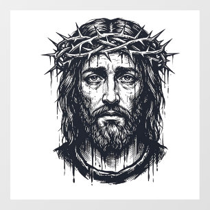 Vintage Engraving Crown of Thorns Sacred Portrait