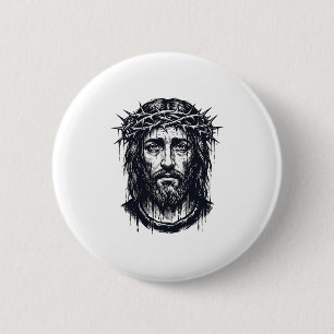 Vintage Engraving Crown of Thorns Sacred Portrait 6 Cm Round Badge