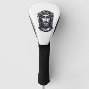 Vintage Engraving Crown of Thorns Sacred Portrait Golf Head Cover