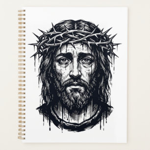 Vintage Engraving Crown of Thorns Sacred Portrait  Planner