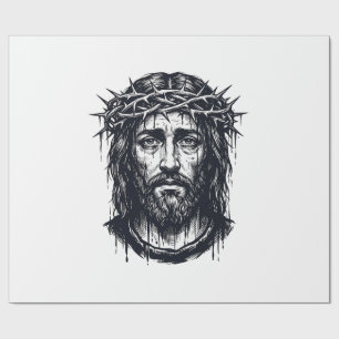 Vintage Engraving Crown of Thorns Sacred Portrait Wrapping Paper