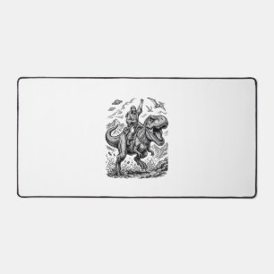 Vintage Engraving Dinosaur Rider Graphic Tee_1 Desk Mat