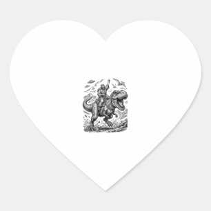 Vintage Engraving Dinosaur Rider Graphic Tee_1 Heart Sticker