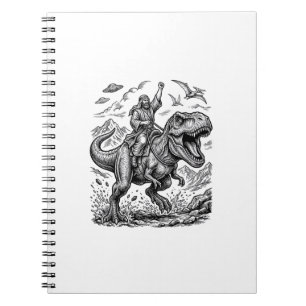Vintage Engraving Dinosaur Rider Graphic Tee_1 Notebook