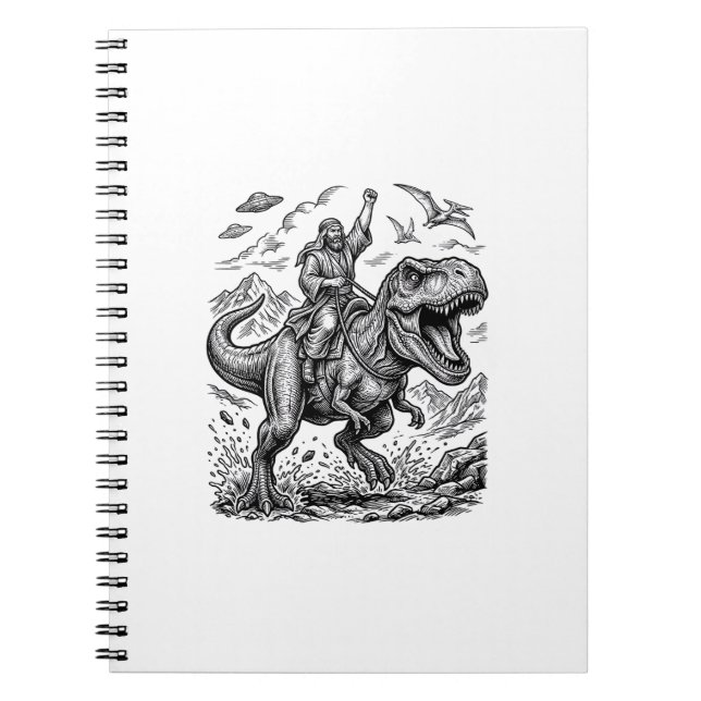 Vintage Engraving Dinosaur Rider Graphic Tee_1 Notebook (Front)