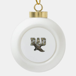Vintage Engraving Duck Dad Camo Vector Shirt Desig Ceramic Ball Christmas Ornament