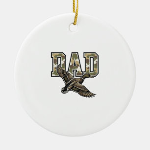 Vintage Engraving Duck Dad Camo Vector Shirt Desig Ceramic Ornament