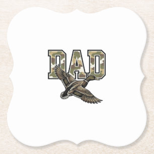 Vintage Engraving Duck Dad Camo Vector Shirt Desig Paper Coaster