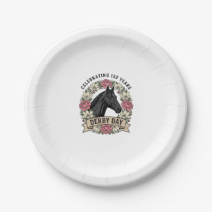 Vintage Engraving Fire Horse Graphic Design Paper Plate