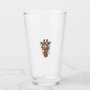 Vintage Engraving Giraffe Art White Shirt Design ( Glass