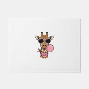 Vintage Engraving Giraffe Bubblegum Vector Design_ Doormat